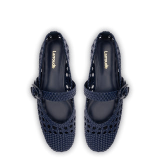 Verona Macrame Ballet Flat In Navy Leather