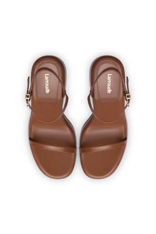 Wanda Platform Sandal In Caramel Leather