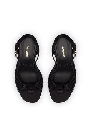 Valerie Platform Sandal In Black Satin