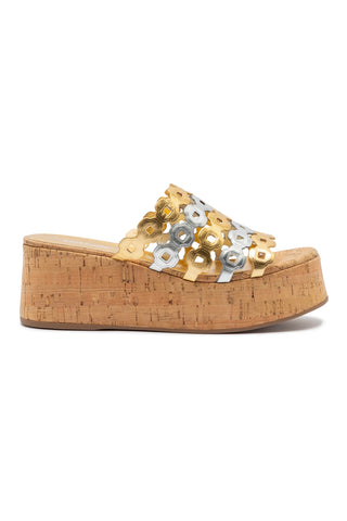 Charli Mule In Gold and Silver Metallic Leather
