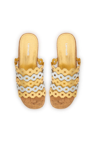 Charli Mule In Gold and Silver Metallic Leather