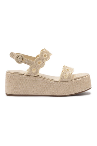 Florence Broderie Flatform In Natural Raffia