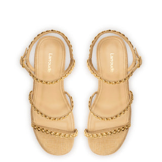 Gio Milanina Flatform Sandal In Beige Raffia