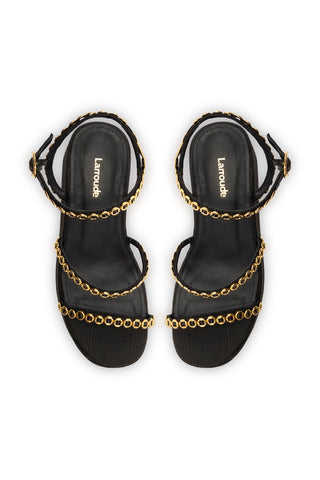 Gio Milanina Flatform Sandal In Black Raffia