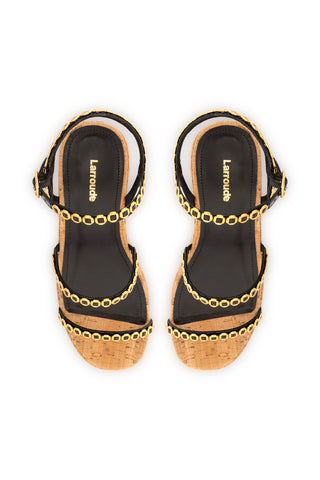 Gio Milanina Flatform In Black Patent Leather and Natural Cork