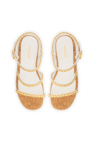 Gio Milanina Flatform In White Patent Leather and Natural Cork