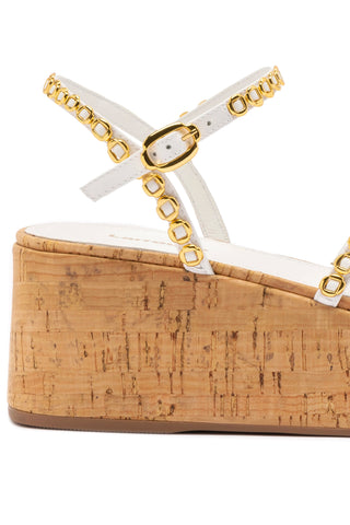 Gio Milanina Flatform In White Patent Leather and Natural Cork