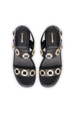 Milan Flatform Sandal In Black Leather