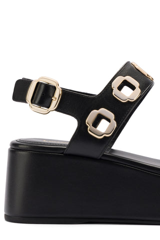 Milan Flatform Sandal In Black Leather