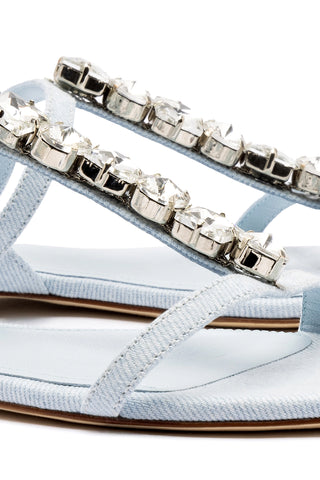 Calypso Flat Sandal In Maya Denim and Crystals