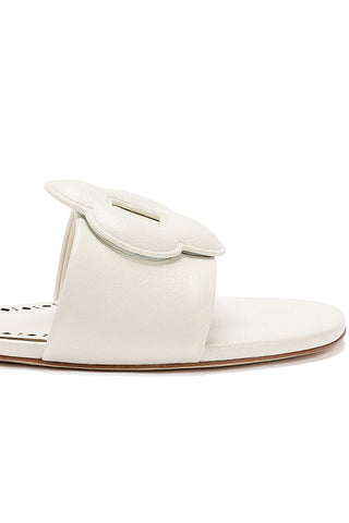 Flora Flat Mule In Ivory Leather