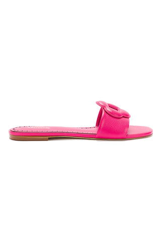 Flora Flat Mule In Pink Leather
