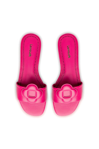 Flora Flat Mule In Pink Leather