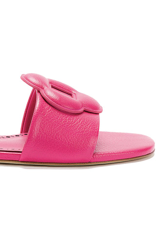Flora Flat Mule In Pink Leather
