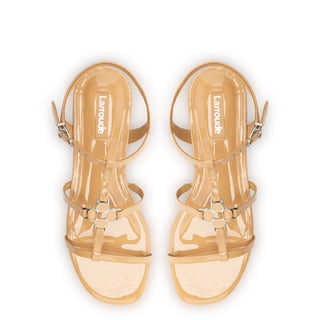 Hana Flat In Tan Patent Leather
