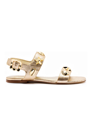 Madison Flat In Gold Metallic Leather