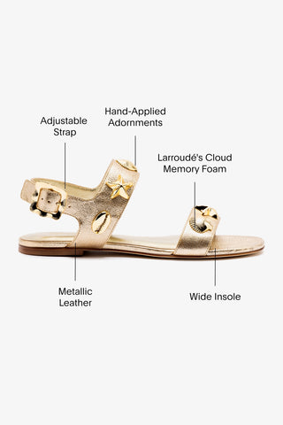 Madison Flat In Gold Metallic Leather