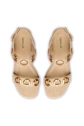 Milan Flat Sandal In Beige Raffia