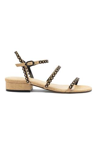 Milanina Flat Sandal In Beige Raffia