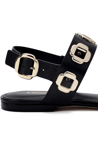 Milan Flat Sandal In Black Leather