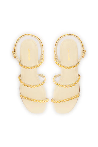 Milanina Flat Sandal In Ivory Leather
