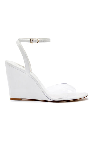 Yves Wedge In White Patent Leather and Vinyl