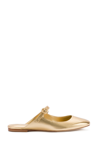 Blair Flat Mule In Gold Metallic Leather