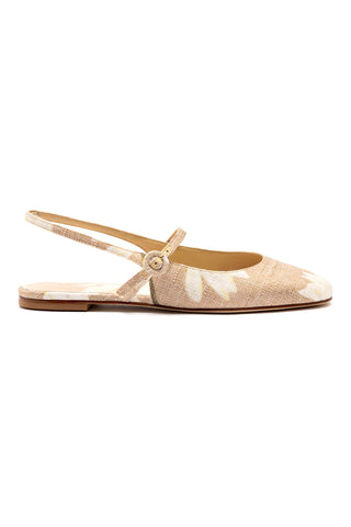 Georgina Ballet Flat In Beige Printed Raffia