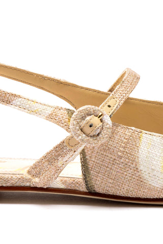 Georgina Ballet Flat In Beige Printed Raffia