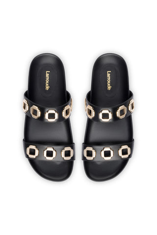Milan Slide In Black Leather