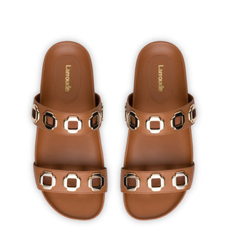 Milan Slide In Caramel Leather
