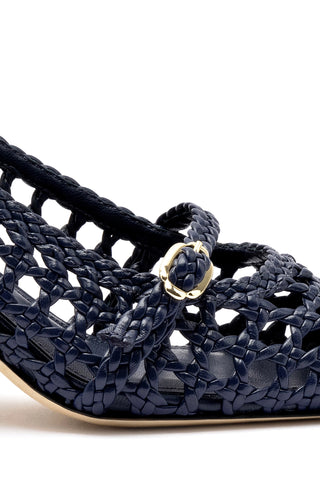Ines Macrame Pump In Navy Leather