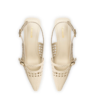 Ines Macrame Pump In Ivory Leather
