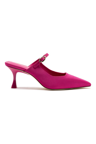 Ines Mule In Magenta Satin
