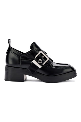 Stewart Flat Oxford In Black Leather