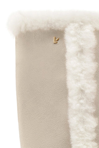 Cindy Hi Faux Fur Boot In Grey Mushroom Suede and Natural Shearling