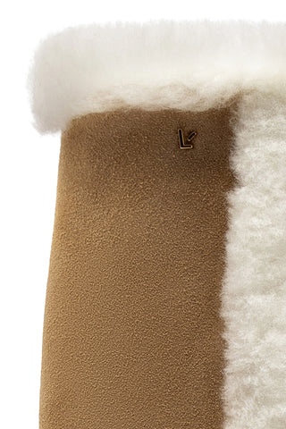 Cindy Hi Faux Fur Boot In Peanut Suede and Natural Shearling