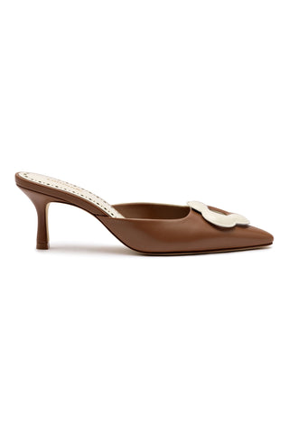 Flora Pump In Caramel and Ivory Leather