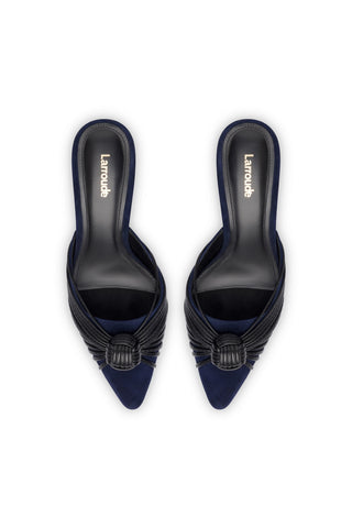 Mini Valerie Pump In Navy Suede and Black Leather
