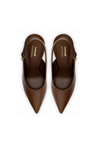 Larroudé x Altuzarra Pump In Burnt Umber Leather