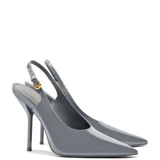 Larroudé x Altuzarra Pump In Titanium Patent Leather