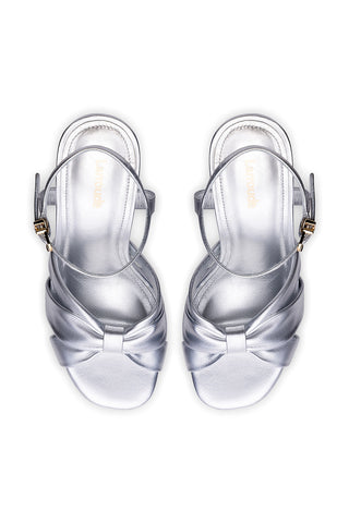 Vivienne Platform Sandal In Silver Metallic Leather