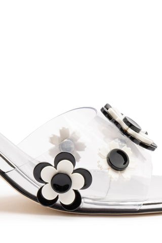 Larroudé x Gabriela Noelle: Garden Mule In Silver Specchio and Black and White Acrylic
