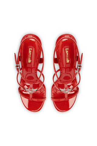 Hana Sandal In Scarlet Patent Leather