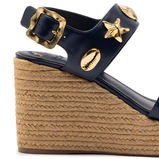 Madison Hi Espadrille In Navy Saffiano