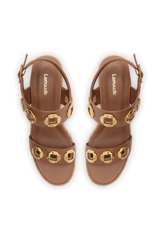 Milan Espadrille In Caramel Leather