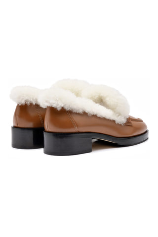 Bobbie Loafer In Caramel Leather and Natural Shearling
