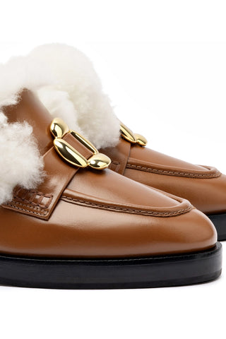 Bobbie Loafer In Caramel Leather and Natural Shearling
