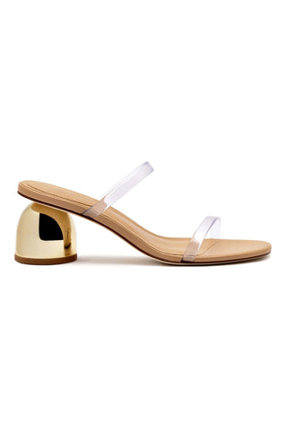 Dew Drop Mule In Tan Leather and Vinyl