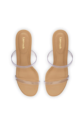Dew Drop Mule In Tan Leather and Vinyl